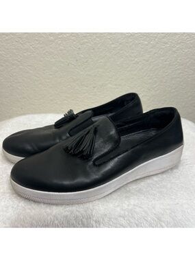 Fitflop Tassel Superskate Women's Wedge Sneaker Loafer C20-001 Black Size 8.5